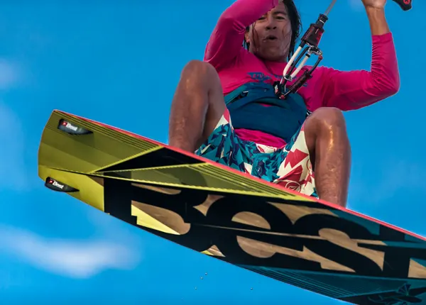 Armando Wester jumping on his kiteboard
